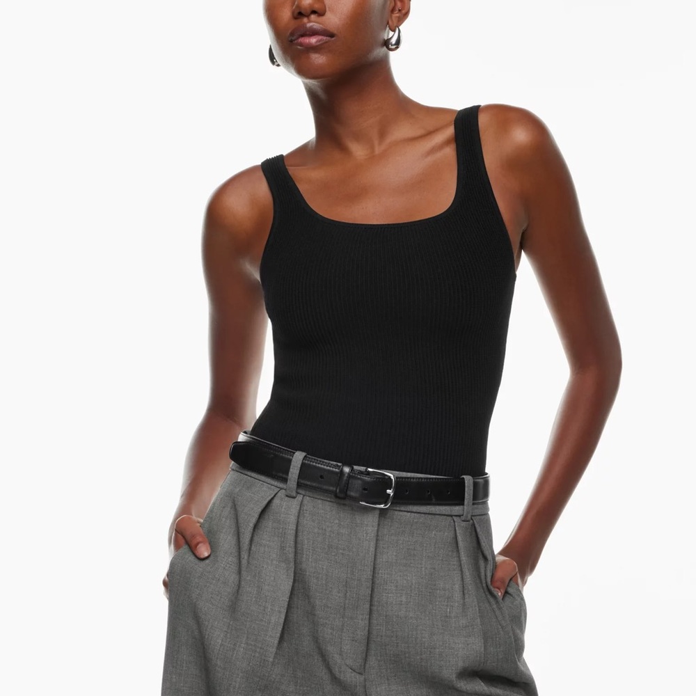 Aritzia Babaton Sculpt Knit Squareneck Tank in Black